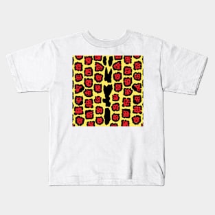 Jaguar Pattern in Blood Orange on Lemon Curd Kids T-Shirt